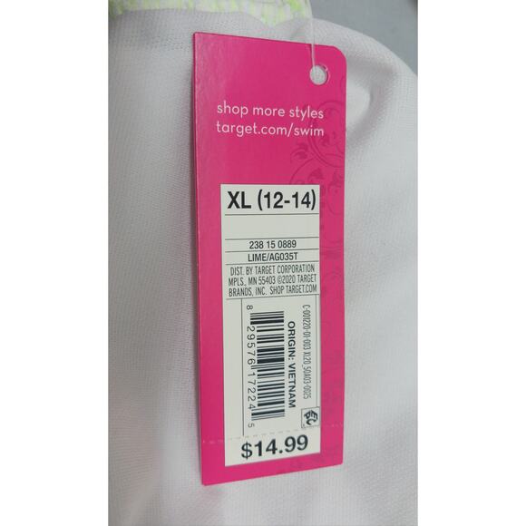 NWT Xhilaration White Floral on Lime 2-piece Bikini l Size: XL (12-14) - Picture 8 of 9